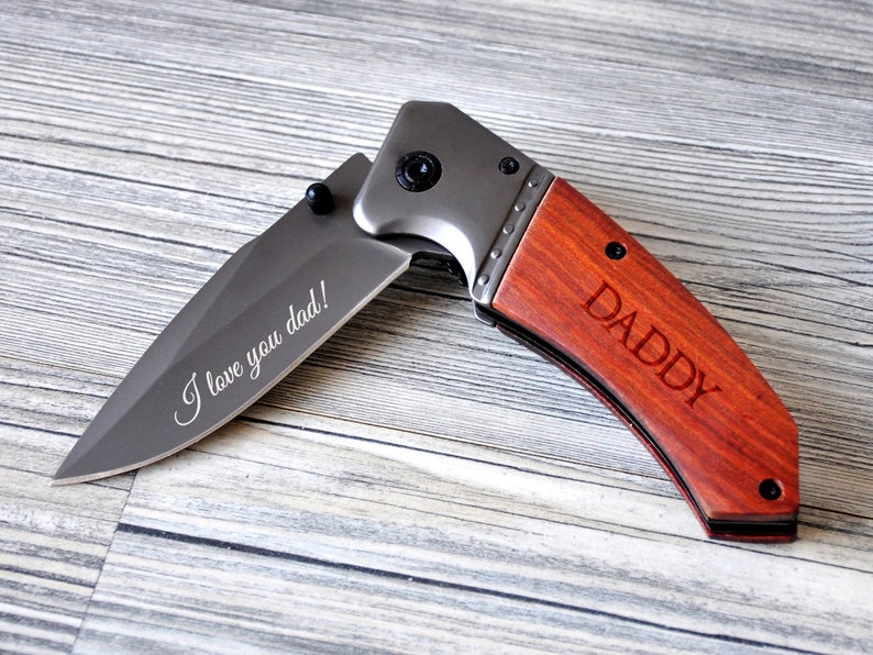 Dad Gifts Folding Knife Father's Day Gift Engraved Pocket Knife Personalized Gift for Dad Mens Gift Ideas Custom Knife Daddy Gift from Son image 2