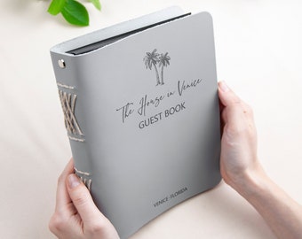Leather Cabin Guest Book, Rental House Sign In Book, AirBnB Guest Book, Vacation House Album for Guests, Personalized Welcome Book
