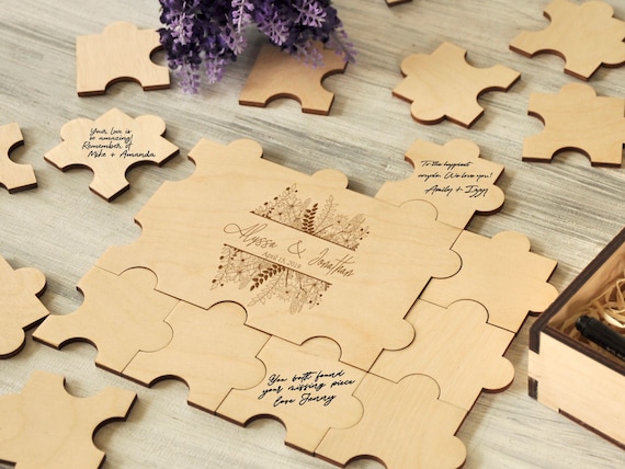 Rustic Wedding Guest Book Alternative Custom Guestbook Sign Canvas Jigsaw Puzzle