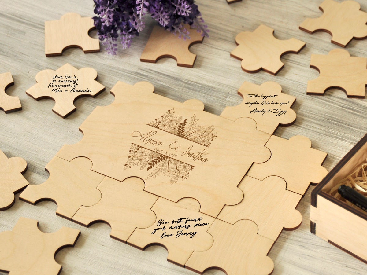 Puzzles Guestbook Rustic Wedding Guest book Alternative Etsy