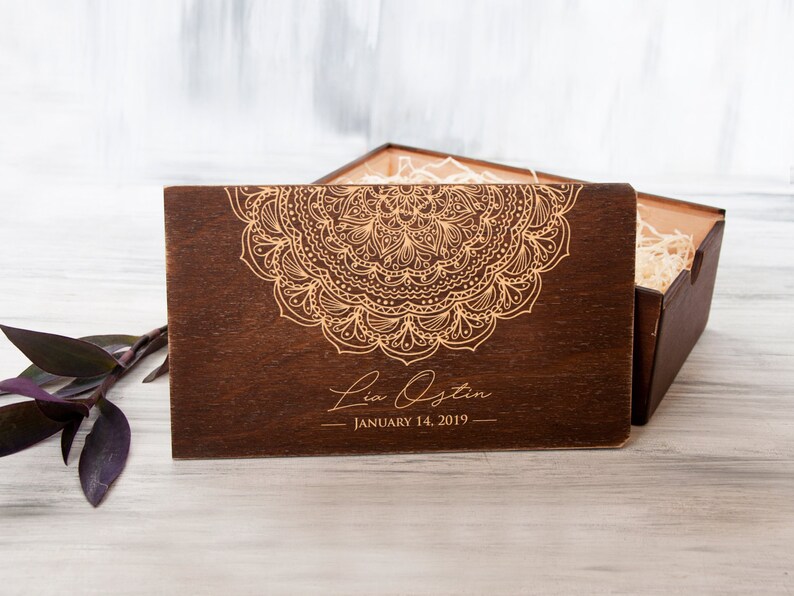 Personalized Engraved Gift Box Wood Memory Box Rustic Wooden Etsy