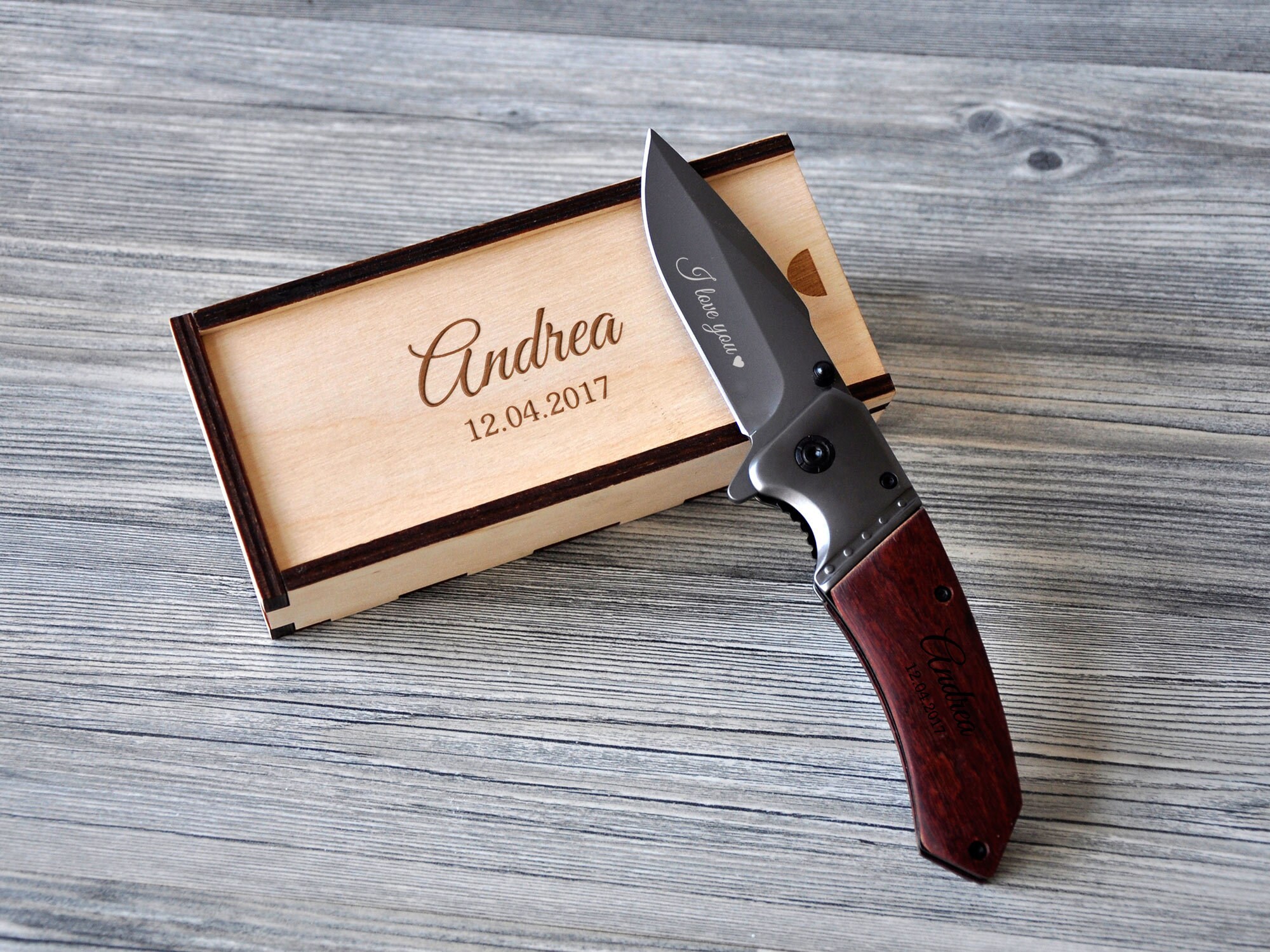 Custom Pocket Knife Personalized Knife Wood Handle Knife Etsy