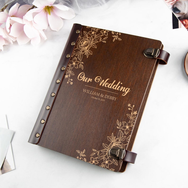 Wedding Photo Album Personalized Photo Album Custom Wedding Gift Wooden Photo Album Wedding Gift Ideas Gift for Couple Rustic Photo Gifts