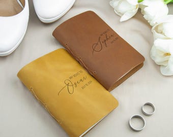 Vow Books for Bride & Groom - Personalized Vow Book Set - Custom Engraved Wedding Promise Journals - Leather Vow Journals - Vow Renewal Gift