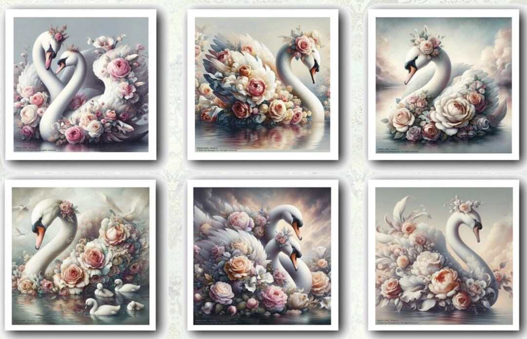 Pink Swan Rice Paper NEW ARRIVAL Swan Lake, 6 Rice Papers, 5.8
