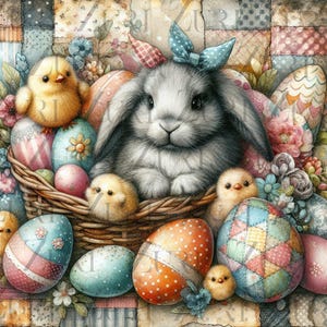 Easter Bunnies digital images, 20 images for Easter, greeting cards, scrapbooking, decoupage printing, bunny clipart, Easter clipart