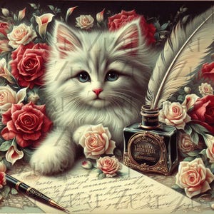 Imágenes digitales de gatos y postales, 35 cliparts, archivos digitales para cumpleaños, tarjetas de felicitación, scrapbooking, clipart de gatos, clipart de postales