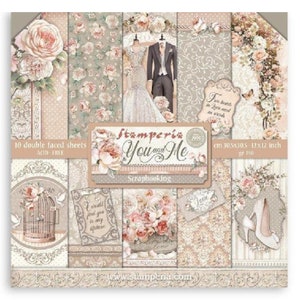 Stamperia You and Me 12" x 12" Bloco de papel para scrapbooking, 10 páginas frente e verso, Papercraft, Scrapbooking