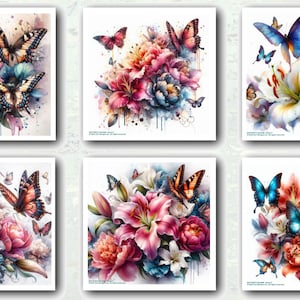 NIEUWE COLLECTIE Butterfly Bloom, 6 rijstpapier, 5,8 x 5,8 inch, Zuri Designs-decoupagepapier, scrapbooking, decoupage, meubelkunst, kunst aan de muur