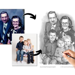 Custom Hand Drawn Portrait From Photo, Graphite Pencil Drawing on Paper, 100% Handmade and Original Commission (NOT AI, NOT a digital image)