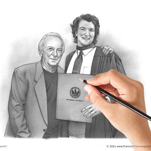 Hand Drawn Family Portrait From Photo, Personalized Gift for Mom, Dad or Grandparents, Custom Pencil Drawing, Memorial Portrait Commission
