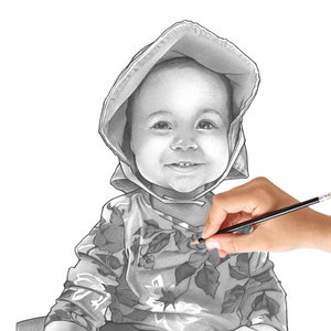 Hand Drawn Family Portrait From Photo, Personalized Gift for Mom, Dad or Grandparents, Custom Pencil Drawing, Memorial Portrait Commission