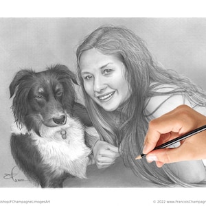 100% Handmade, Custom Hand Drawn Pet Portrait from Photo, Graphite Pencil Drawing on Paper, Original Commission, NOT AI, NOT a digital image