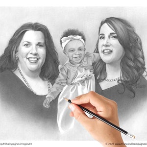 Custom Hand Drawn Portrait From Photo, Graphite Pencil Drawing on Paper, 100% Handmade and Original Commission (NOT AI, NOT a digital image)