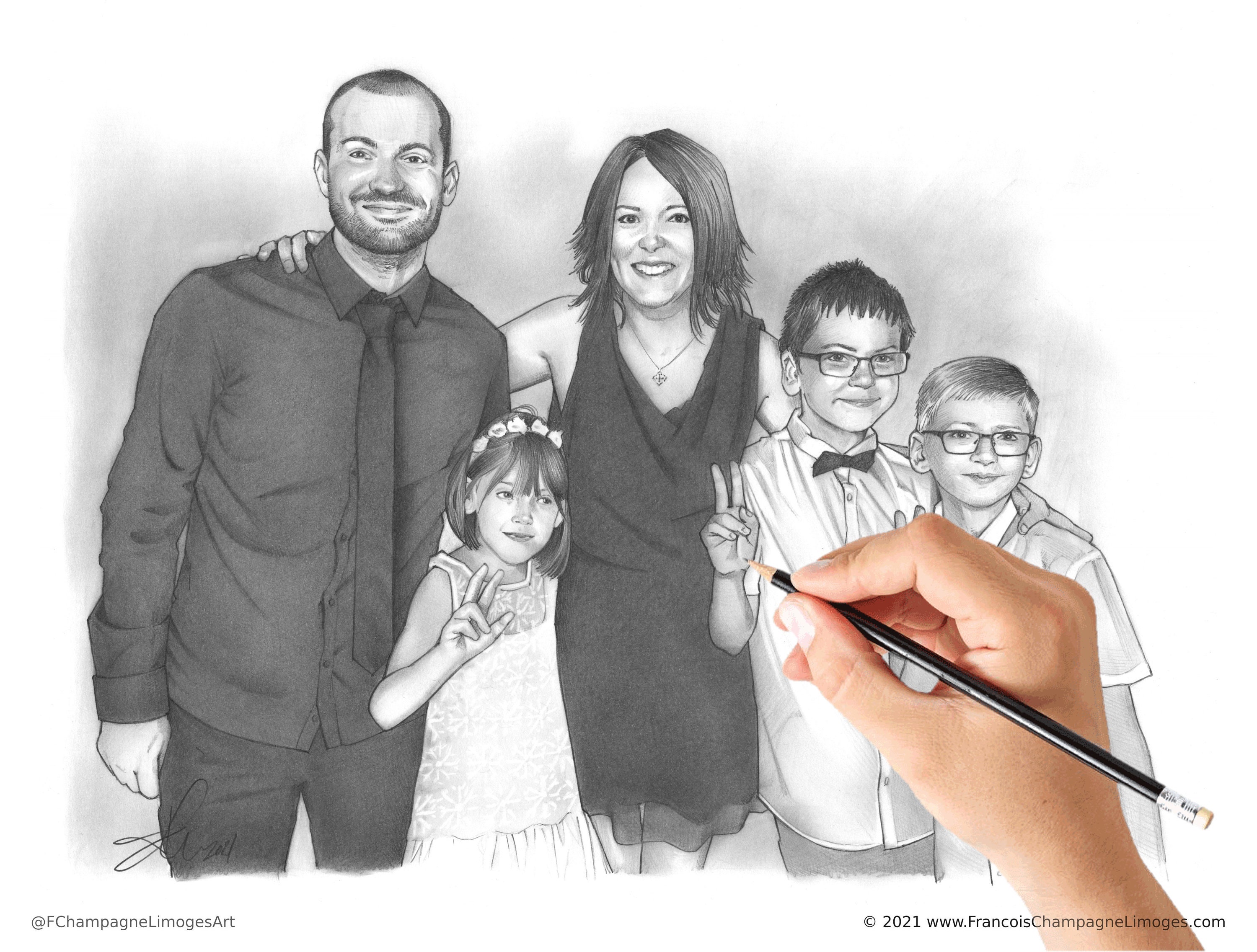 Custom Charcoal Drawing From Photo, Hand Drawn Portrait for Couple