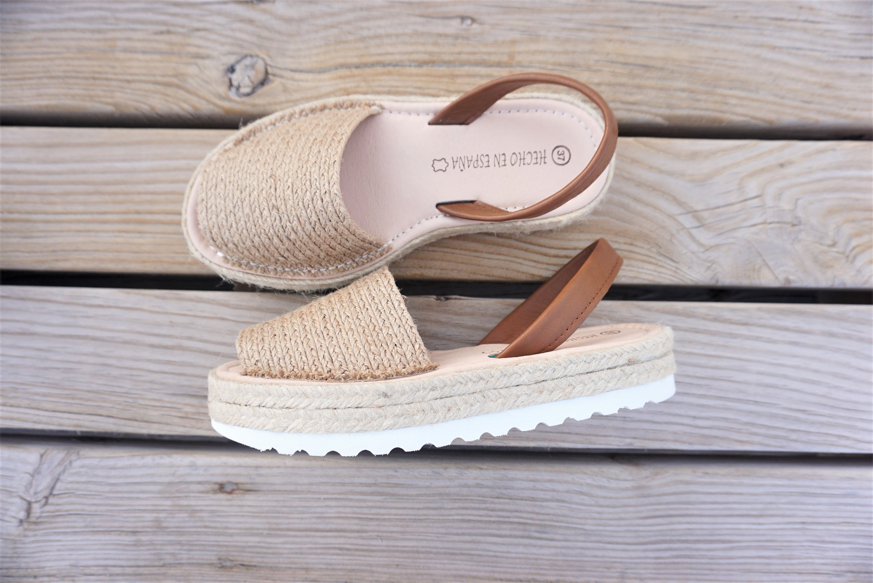 Jute Leather Sandals. Espadrilles. Flatform Menorquinas Avarcas