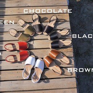 color leather sandals; open toe sandals; menorquinas sandals