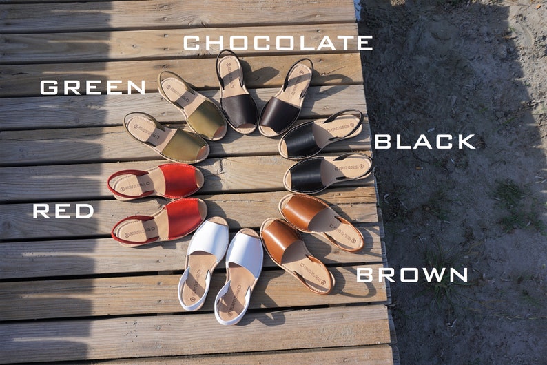 color leather sandals; open toe sandals; menorquinas sandals