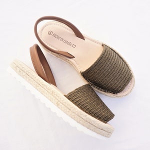 Handmade Jute Leather Avarca Sandals: Brown Espadrille Flatforms