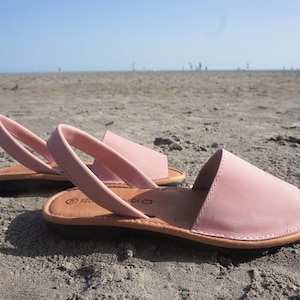 Pale Pink Leather Avarca Sandals: Spanish Summer Shoes