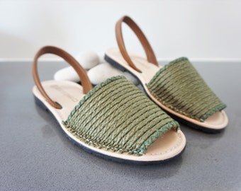 Green jute sandals for women/ Vegan sandals made with spanish jute / Shipping free / Soft and naturals materials!