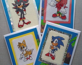 Sonic the Hedgehog and Friends - Completed Cross Stitched Cards
