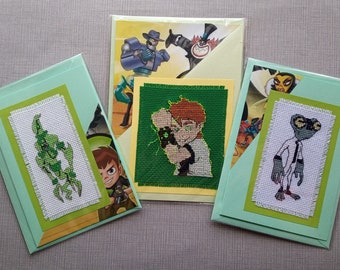 Ben 10 -  Completed Cross Stitched Cards