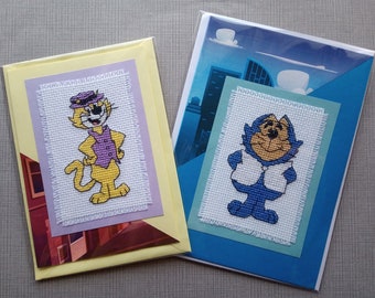 Top Cat Completed Cross Stitch Cards