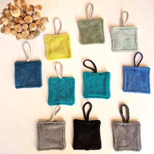 Toallitas de esponja de bambú lavables, de doble cara, cordón de algodón, cero residuos, en lotes o individualmente, reutilizables, 10 x 10 cm