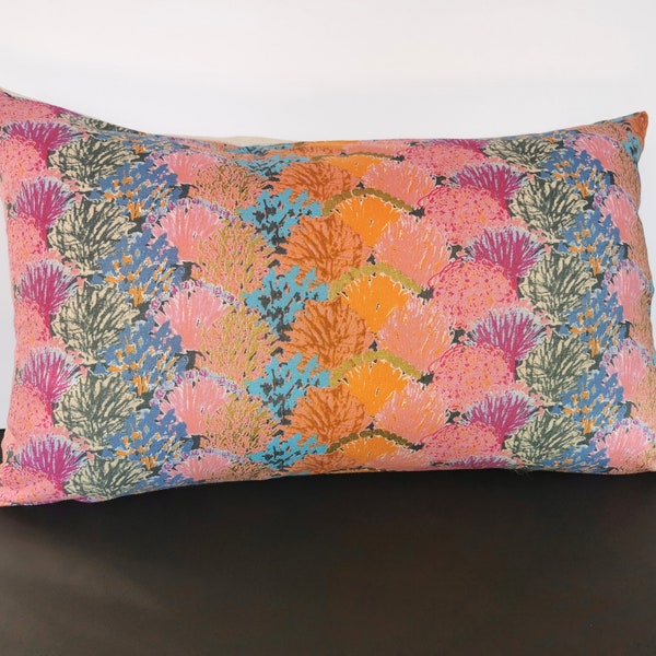 Housse de coussin rectangulaire en tissu japonais multicolores, ultra moderne, de l'artiste Yumi Yoshimoto, 30 x 50 cm, 12" x 20"