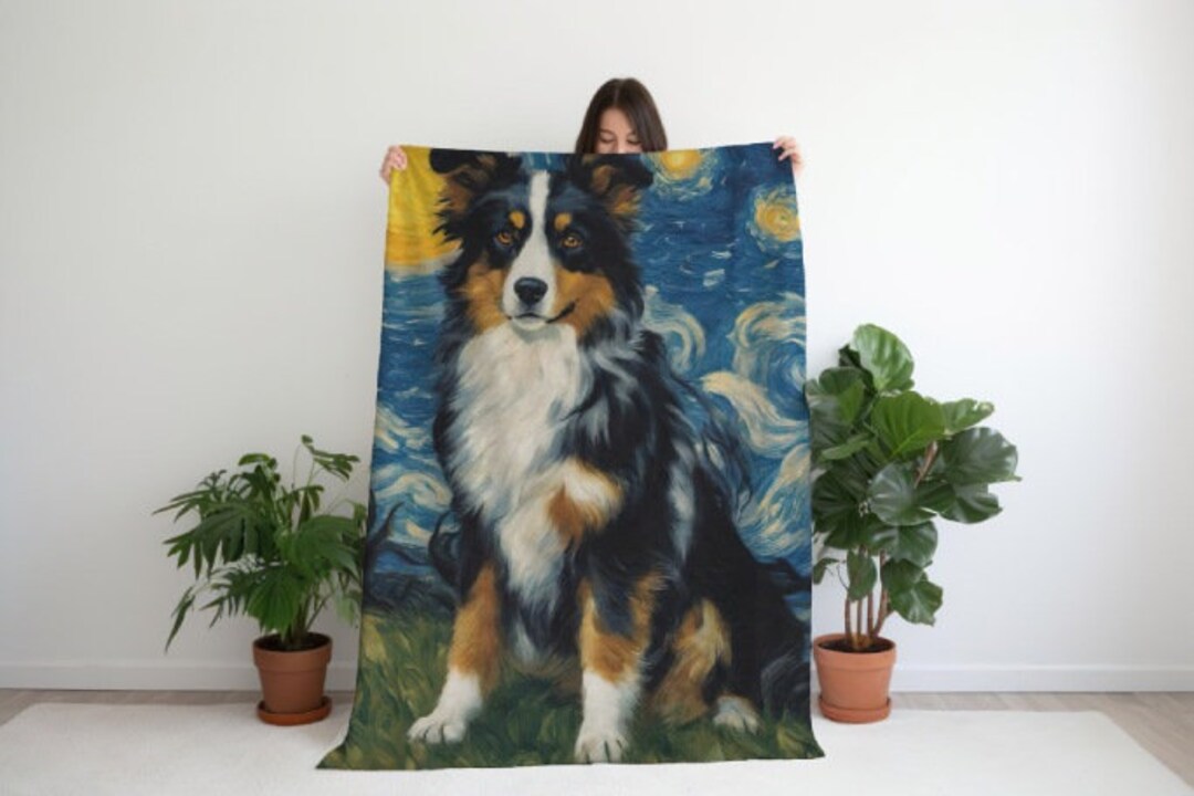 Australian Shepard Blanket, Starry Night, Aussie Blanket, Soft Minky