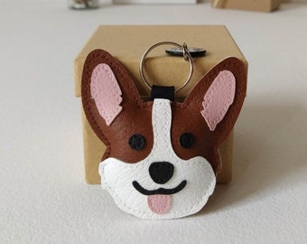 Grazioso portachiavi Corgi, ciondolo per borsa Corgi, portachiavi con cane, portachiavi con cane marrone e bianco, portachiavi con cane fatto a mano, regalo per amanti dei cani, per gli amanti dei Corgi