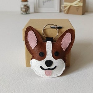 Cute Corgi Keychain, Corgi Bag Charm, Dog Keychain, Brown & White Dog Keychain, Handmade Dog Keychain, Gift For Dog Person, For Corgi Lovers