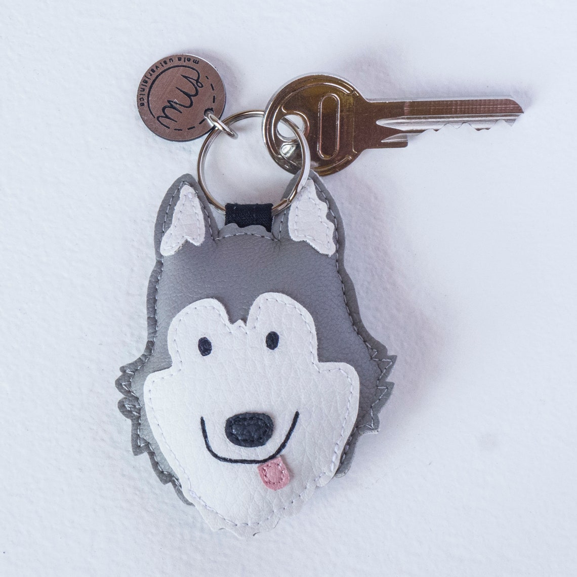 Cute Husky Keychain Husky Bag Charm Dog Keychain Grey & Etsy