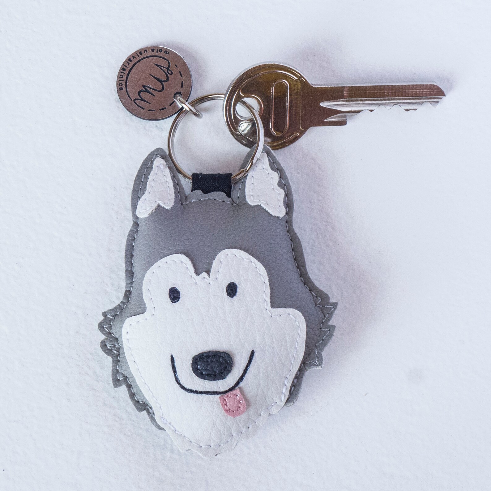 Cute Husky Keychain Husky Bag Charm Dog Keychain Grey & Etsy