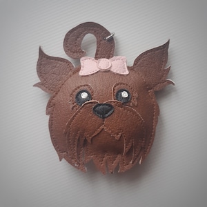 Yorkshire Dog Keychain, Yorkshire Terier Dog Bag Charm, Brown Dog Faux Leather Keychain, Dog Keychain, Gift For Dog Lovers