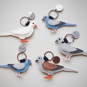Cute Mourning Dove Bird Keychain, Mourning Dove Bag Charm, Faux Leather Animal Keychain, Handmade Mourning Dove