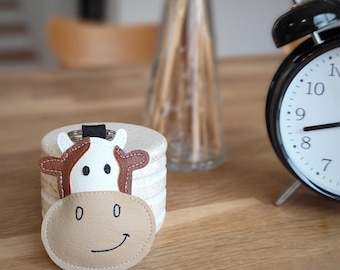 Cute Cow Keychain, Brown & White Cow Keychain, Cow Bag Charm, Faux Leather Keychain, Leather Cow Keychain, Gift For Farmer, Farm Keychain