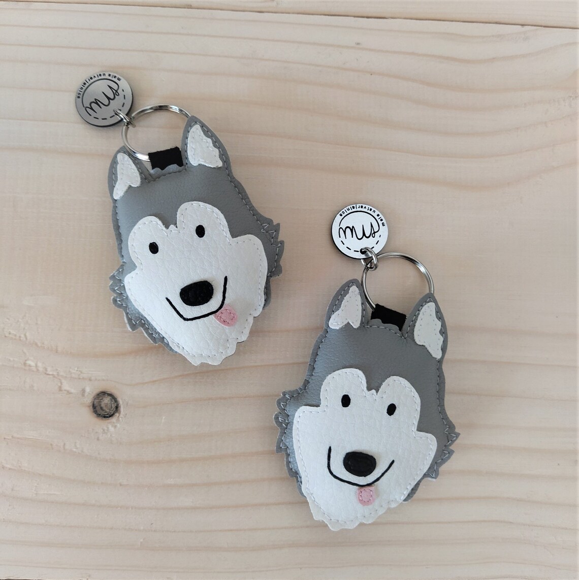 Cute Husky Keychain Husky Bag Charm Dog Keychain Grey & Etsy