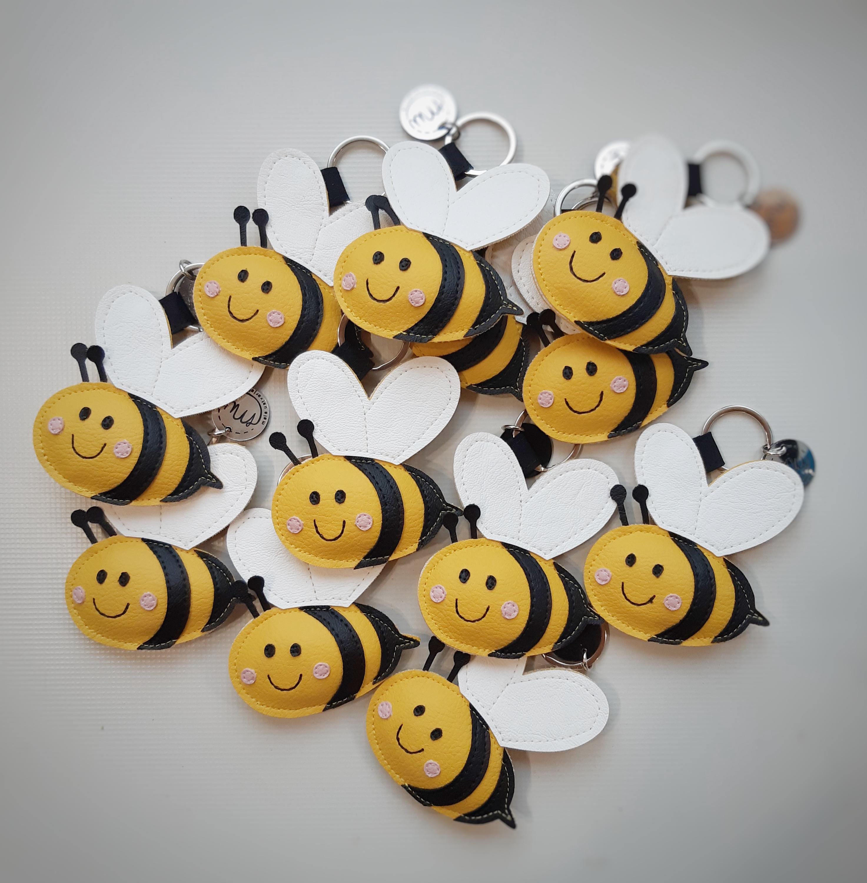 Spring Keychain Bee Bee Keychain, Yellow Bee Bag Charm, Yellow Bee Faux Leather Keychain ...