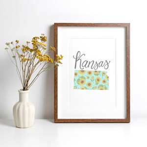 State of Kansas, State Flowers, State Art, Housewarming Gift First Home, Couples Gift