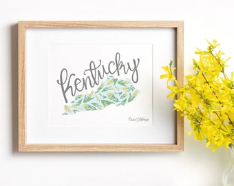 State of Kentucky, State Art, Housewarming Gift First Home, Couples Gift, Goldenrod Plant