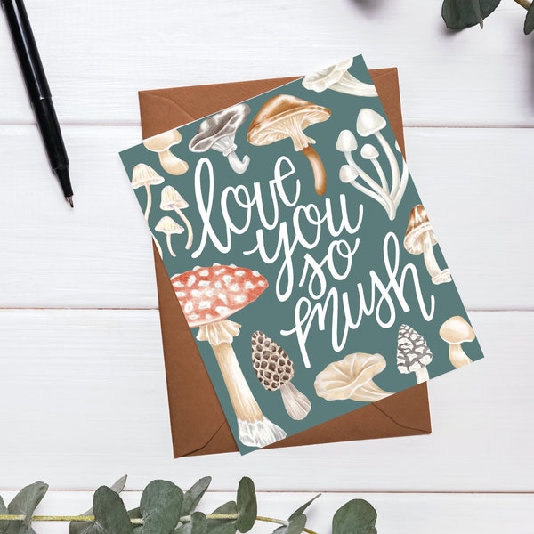 Love you so mush card - Cute I love you Cards - Notecard sets - Nature Notecards - Anniversary Cards - Love Cards - Forest Card