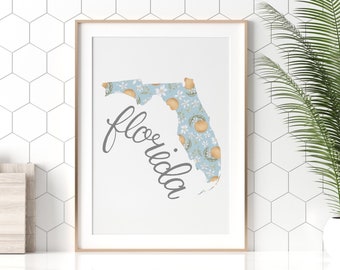 State of Florida, State Flowers, State Art, Housewarming Gift First Home, Couples Gift