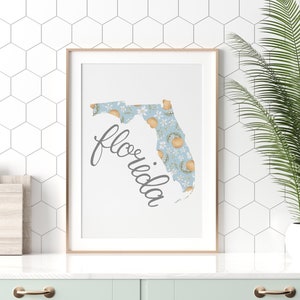 Bundesstaat Florida, Zustand Blumen, Zustand Kunst, Housewarming Geschenk Erstes Haus, Geschenk Paare