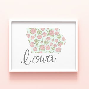 State of Iowa, State Flowers, State Art, Housewarming Gift First Home, Couples Gift