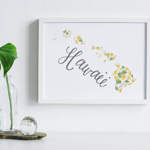 State of Hawaii, State Flowers, State Art, Housewarming Gift First Home, Couples Gift