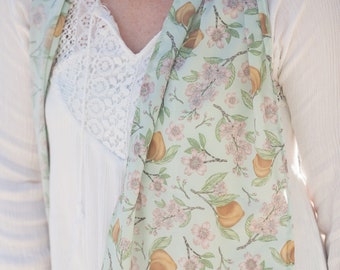 Peach Blossom floral scarf - Delaware State Flower - Delaware themed gift - Georgia Peach gift - Moving Away Gifts for her