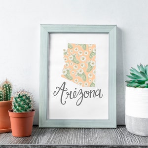 State of Arizona, State Flowers, State Art, Housewarming Gift First Home, Couples Gift