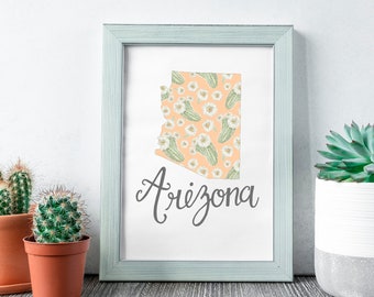 State of Arizona, State Flowers, State Art, Housewarming Gift First Home, Couples Gift